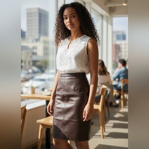 Siena Studio Brown Leather Skirt | Women's Size 4